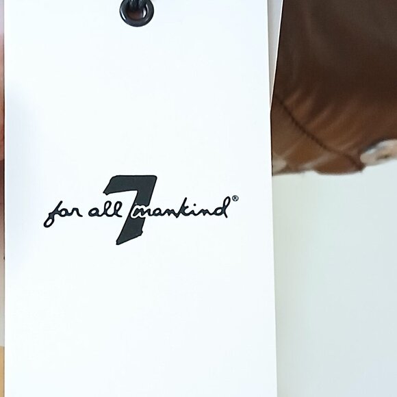 NWT 7 For All Mankind Vegan Faux Leather Puff Sleeve Top Brown Size Small - Picture 9 of 9